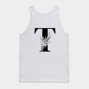 T alphabet Botanical cherry blossom sakura flowers Tank Top